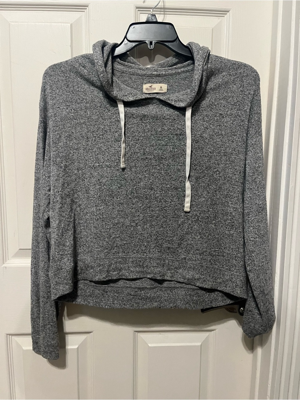 Hollister Heather Gray Hooded Pullover with Drawstrings